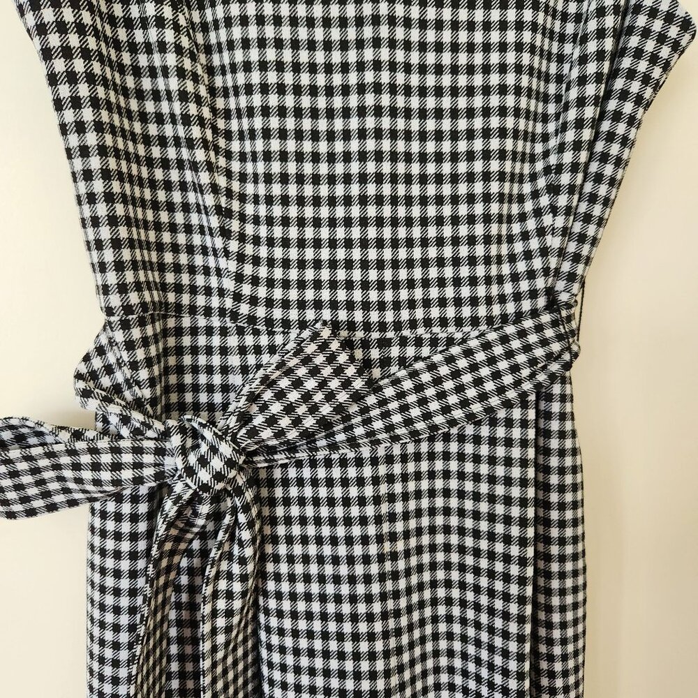 Calvin Klein Black & White Gingham Checkered Sleeveless Jumpsuit Fall Work - Picture 8 of 14